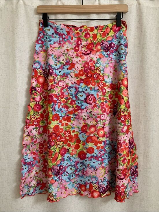 haystacks Dresses & Skirts - Haystacks Michigan Reversible Bias Long Floral A-Line Midi Skirt in Pink Multi